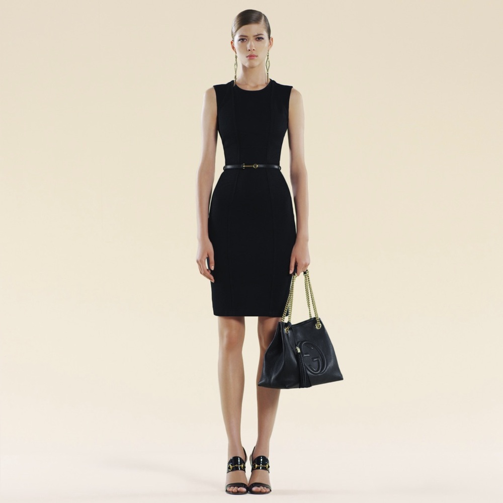 GUCCI Dress with Belt, Black, XL, Sheath Dress